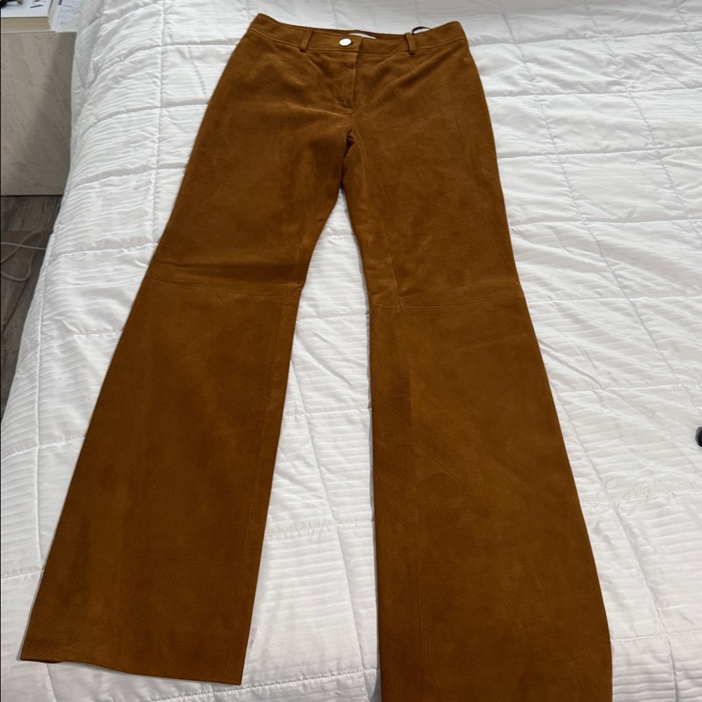 CELINE Brown Suede mid rise straight leg pants - New!! Size 38